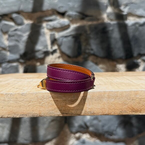 Hermès Purple Double Tour Rivale GHW Wrap Bracelet - Picture 3 of 12